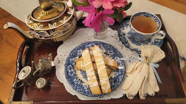 Tea on a Tray Tour. Share NOW. teapot, teatime, memories, teacups, biscotti, eclecticredbarn